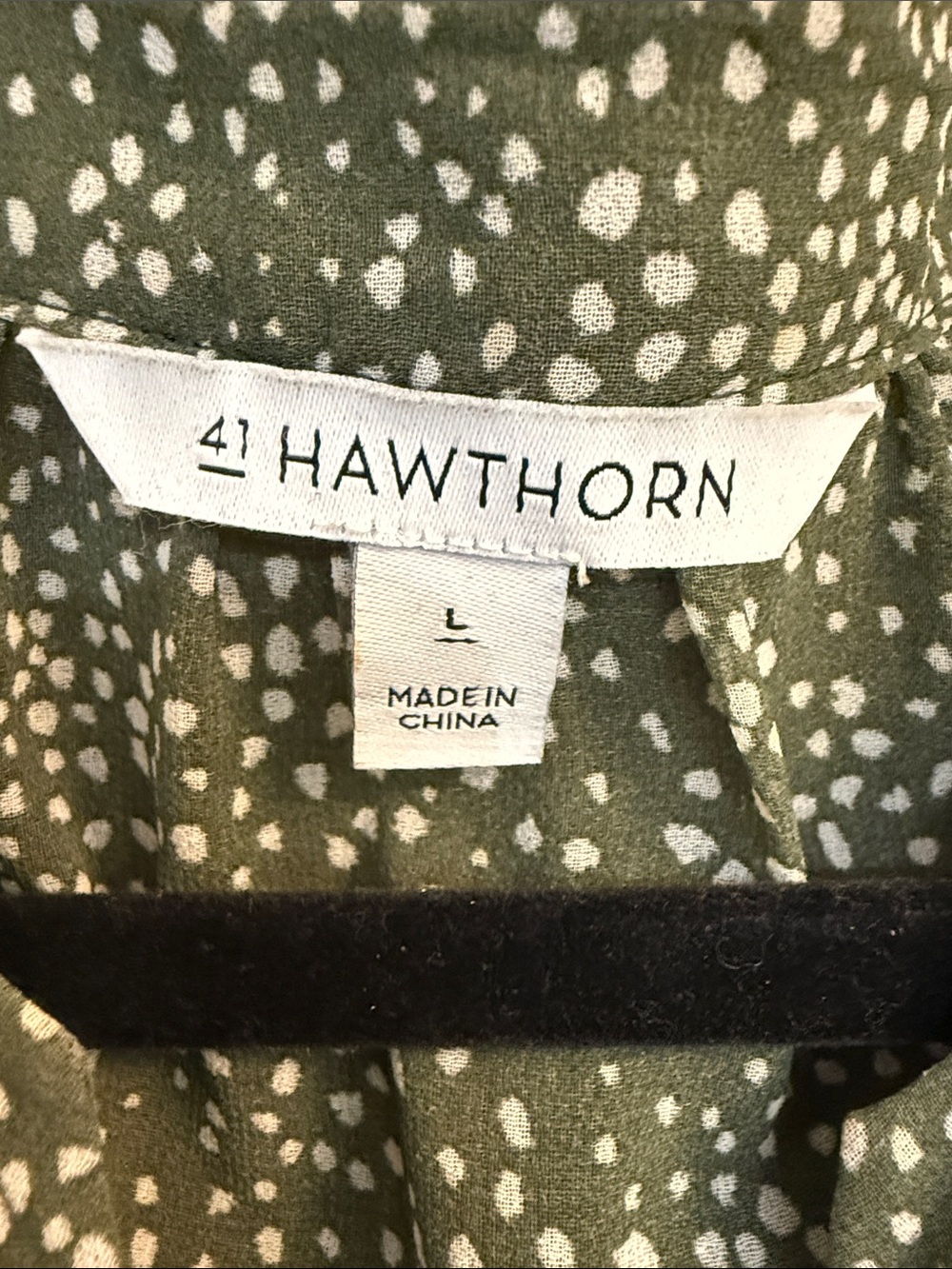 41 Hawthorn Olive Green Button-Front Midi Dress with Dotted Print - Picture 2 of 7